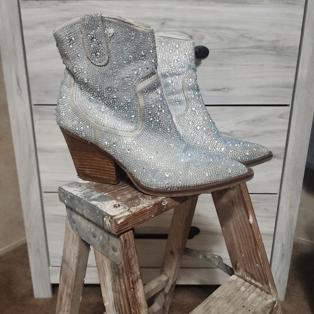 Sparkling Silver Ankle Boots